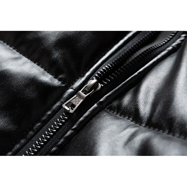 Herrar Jacka Rocka Höst och Vinter Varm Lamm Utvändiga Krage Rocka Black 4XL