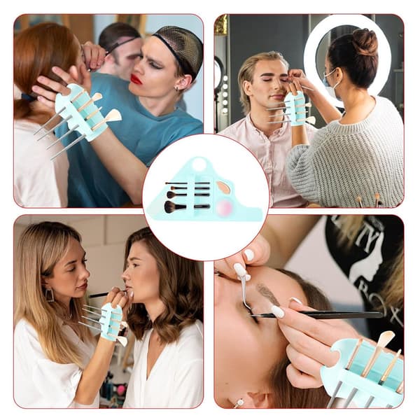 Makeup Blandingspalette Håndledsrem, Foldbar Makeupbørste Opbevaringspalette Blue