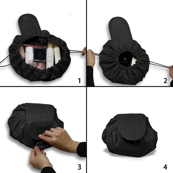 Lazy Drawstring Stor Lomme Kosmetikkveske For Reiser Black