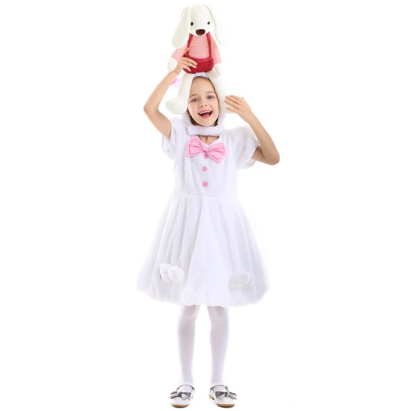 Barn Kanin kostym Cosplay Bunny Dress Animal Onesie för flickor Red M