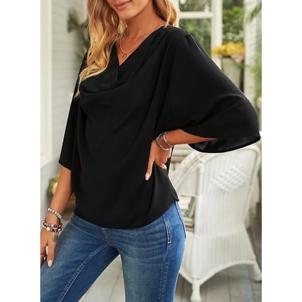 Naisten Blousit ja Topit Lyhythihainen Chiffon-paita ja Topit Black S