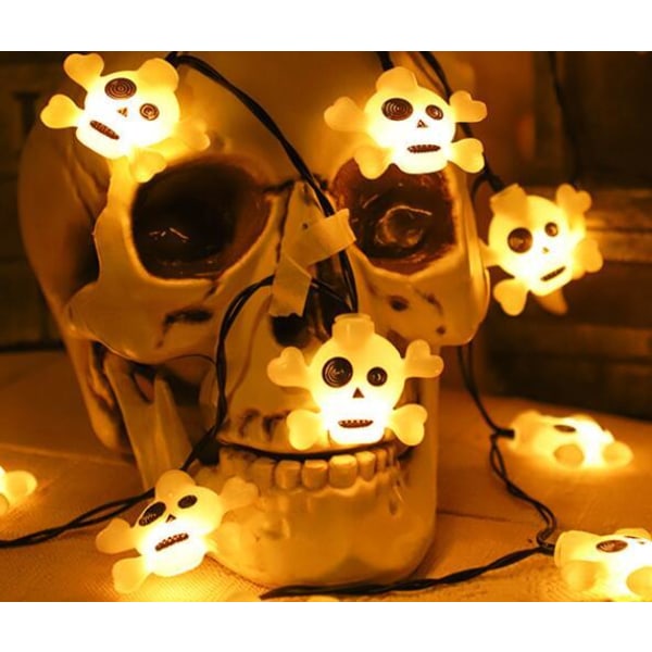 Halloween LED-kraniet halskæde lysstreng White Skull