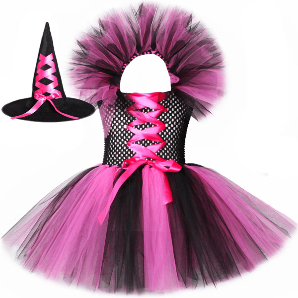 Halloween barn häxa tutu kostym S