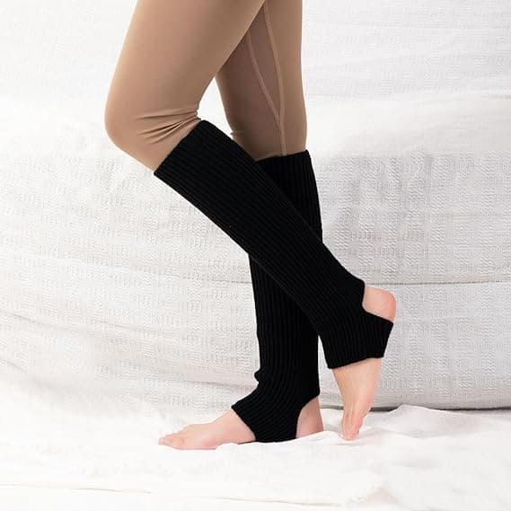 Ballet Legwarmere for Kvinner Strikkede Stirrup Legwarmere Grey