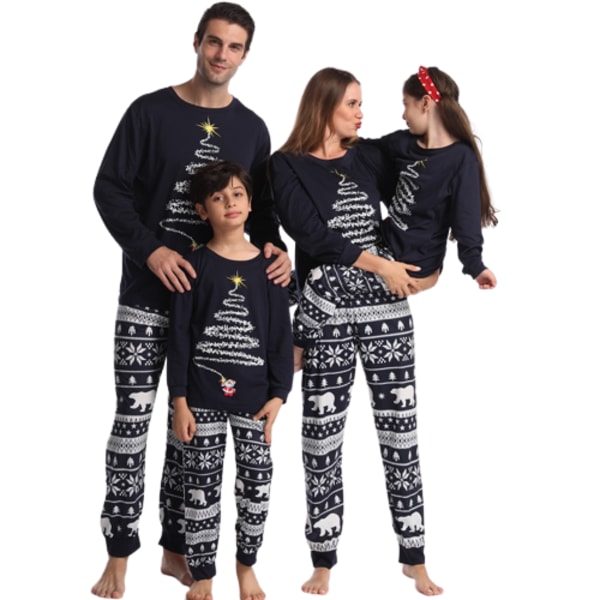 Julpyjamas för familjen, matchande familjejulpyjamas Blue Child 4T