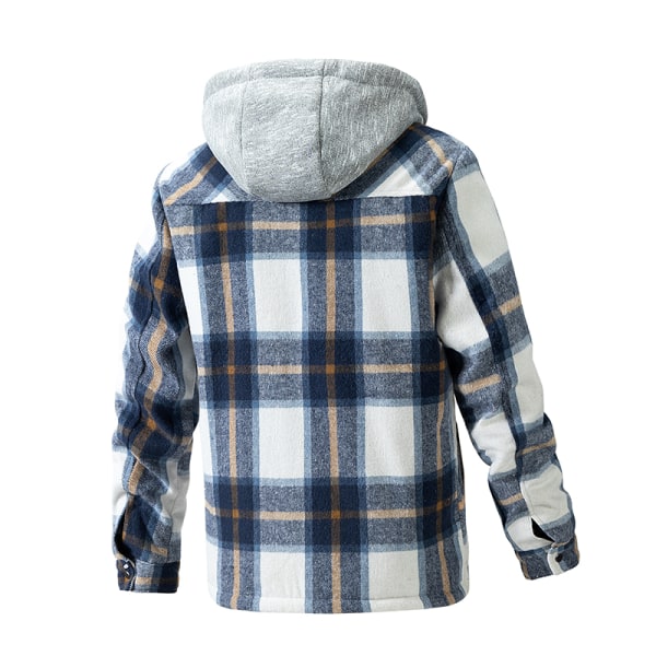 Herre Bomulls Plaid Skjortejakke Fleeceforet Flanellskjorte Sherpa Knappelue Style4 2XL