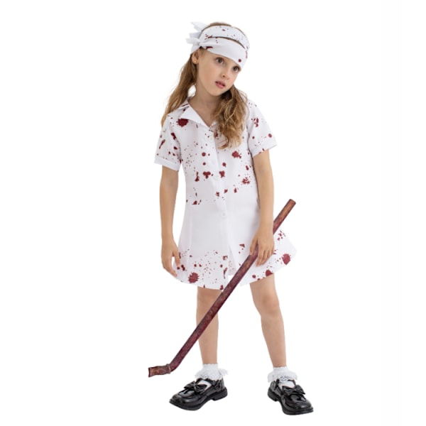 Zombie Blodig Sjuksköterska Kostym Halloween för Flickor M