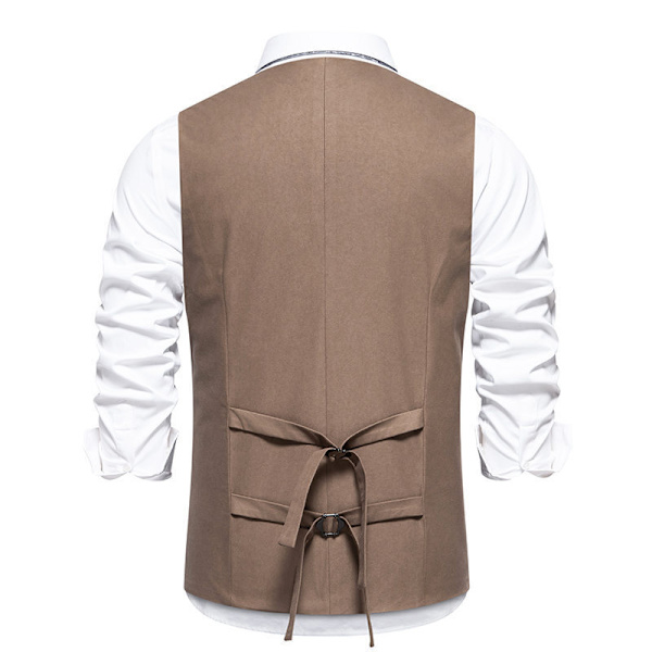 Herrar Formell Mode Väst Lagerad Väst Business Klänning Kostym Västar COFFEE 2XL