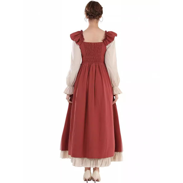Dam Renaissance Kostymer Medeltida Renaissance Marknadsklänning red 4XL