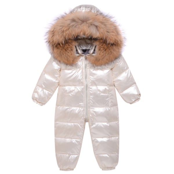 Baby vinter snödräkt kappa Romper Ytterkläder Huva beige 90cm