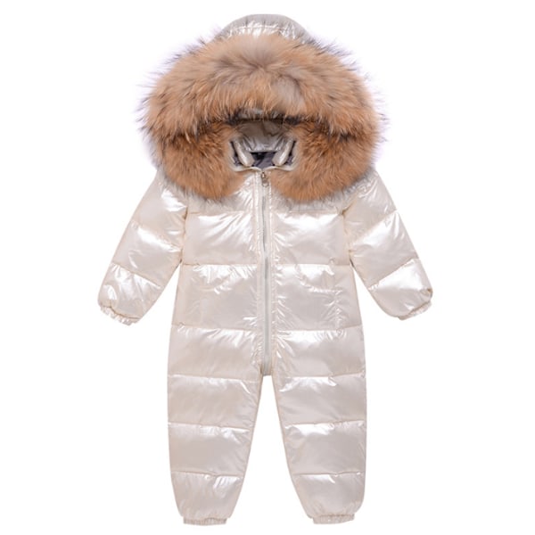 Baby vinter snödräkt kappa Romper Ytterkläder Huva beige 90cm