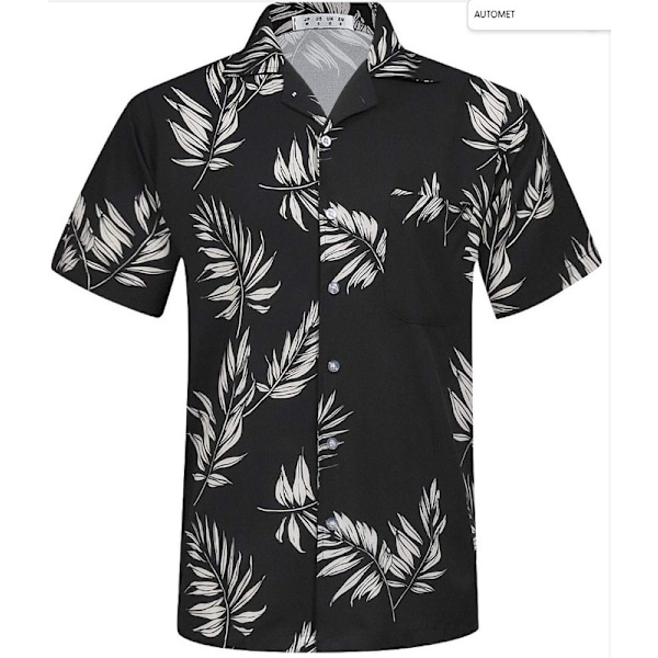 Mænds Hawaiiskjorte med korte ærmer Black 3XL