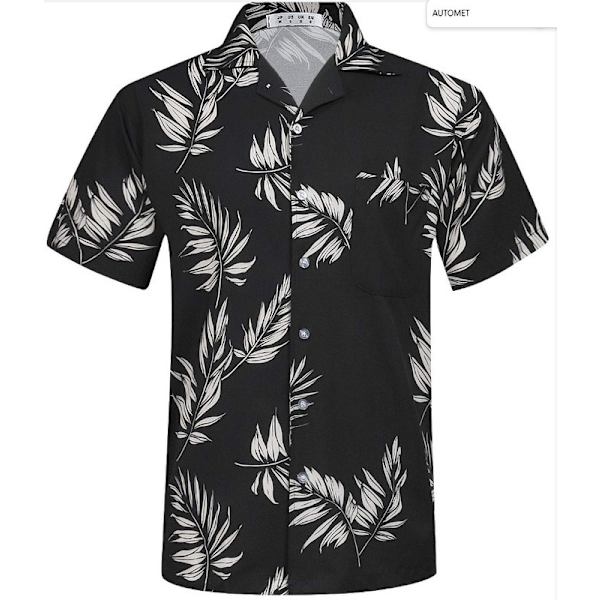 Miesten Havaijilainen Paita Lyhyillä Hihoilla Black 2XL