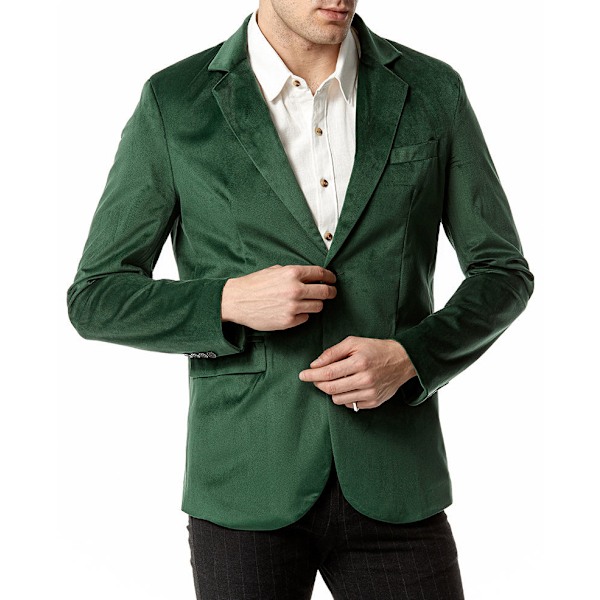 Herrjacka i sammetsblazer med två knappar Dark Green M