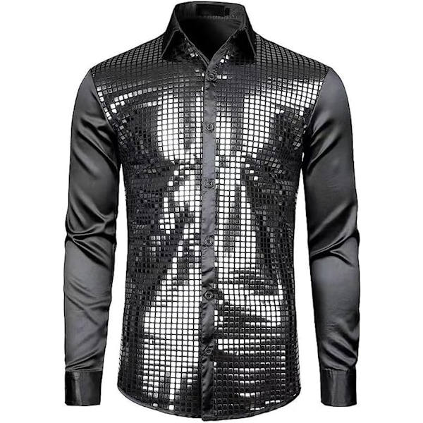 Herrar sequin skjorta, 70-talets discofest Halloween-kostym M