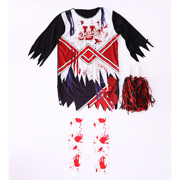 Barn Zombie Cheerleader Klänning Halloween Kostym S