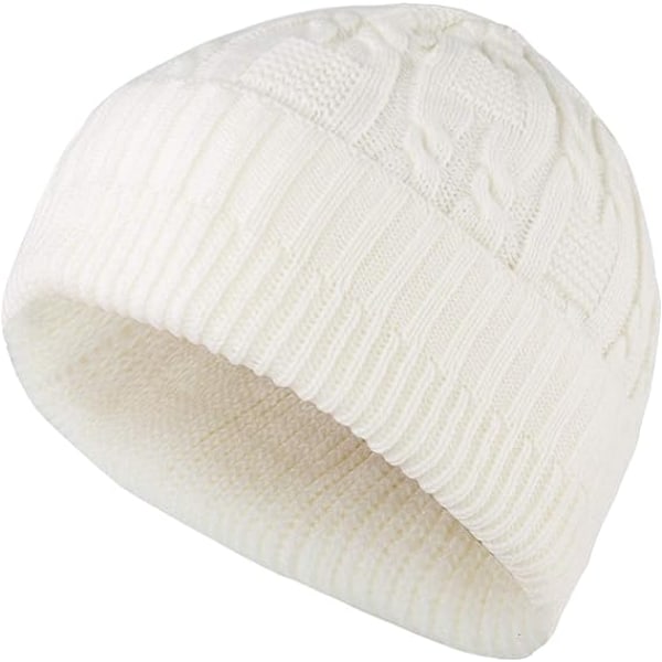 Varme, tykke, bløde kabelstrikkede damer beanies White
