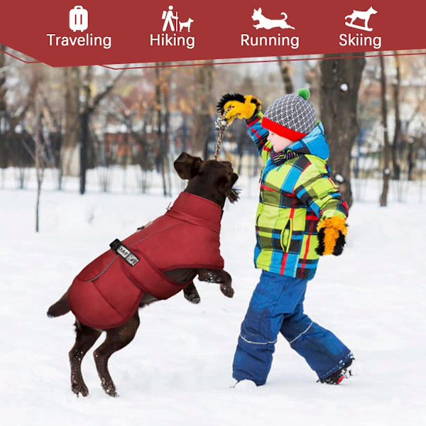 Vattentäta Hundvinterjackor, Reflekterande Hundjackor för Kallt Väder Burgundy 4XL