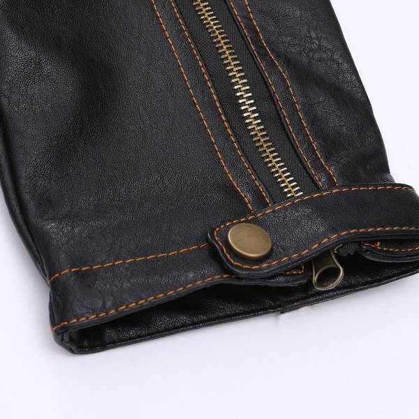 Mænds Lapel Biker Læderjakke 4XL