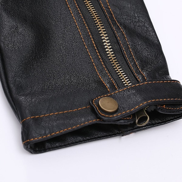 Mænds Lapel Biker Læderjakke XL