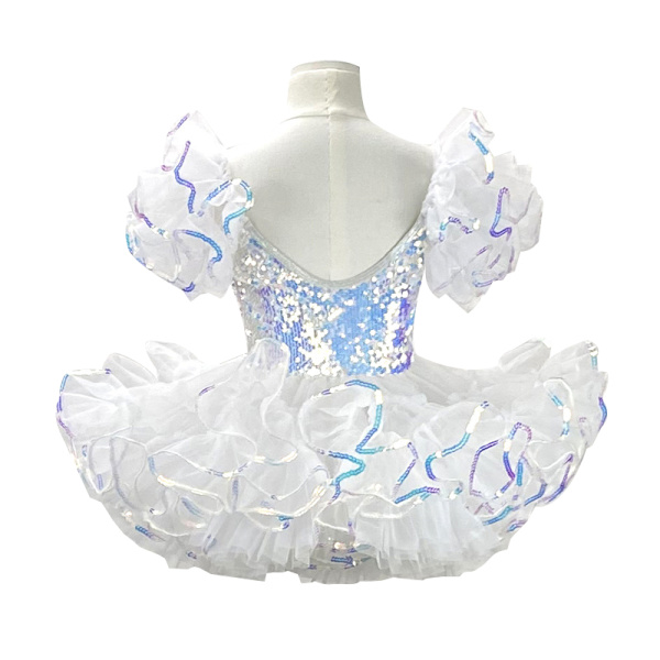 Lasten tanssipuvut, helmiäisillä koristeltu moderni tanssi Tutu-mekko white 150cm