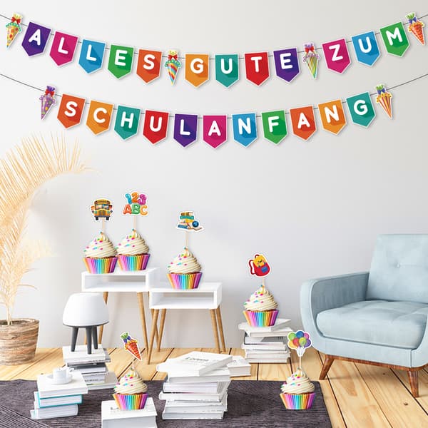 Tilbage til Skolen Cupcake Topper Dekorationer, 8 stk.