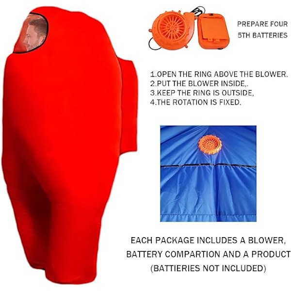 Uppblåsbar Astronaut Rymddräkt Uppblåsbar Dräkt Helkroppsdräkt Halloween Cosplay Dräkter Red Kid