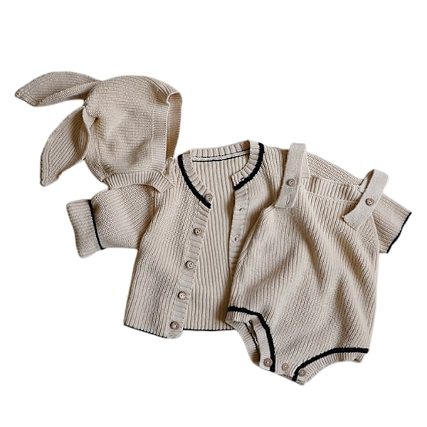 Baby Newborn Stickad Tröja Långärmad Outfit beige 66cm