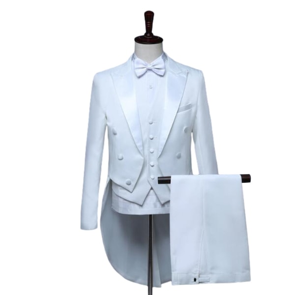 Herrar Slim Fit Smoking 3-delad Set White XL