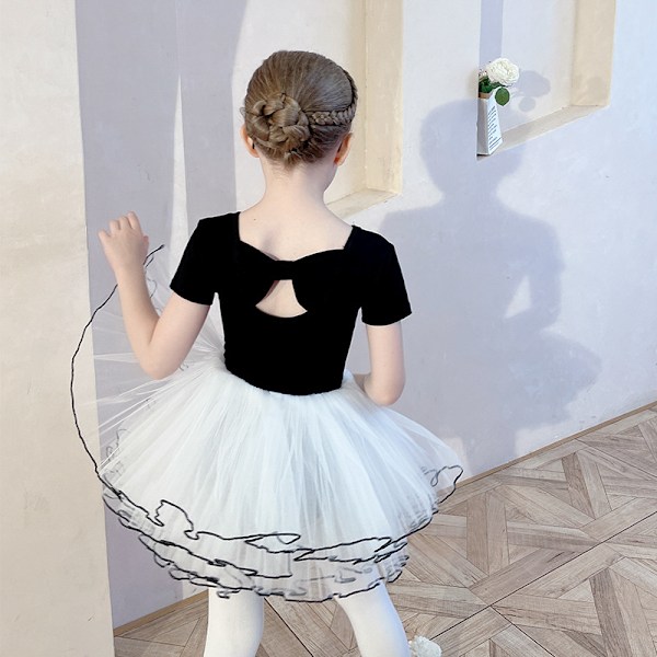 Jentebarn Langærmet Leotard Dans Balletkjole Black 120cm