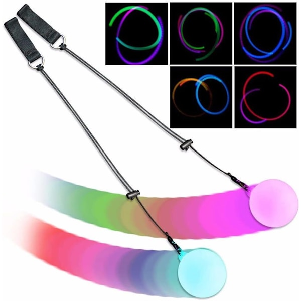 LED Poi-kuler med svirrende lys, rave-leketøy, fargeskiftende Poi-kuler