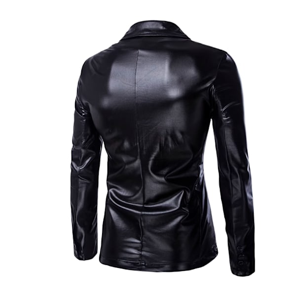 Mænds Blazer med Spidset Lapel, 2 Knapper, Prom, Skinnende Sportsjakke Black L