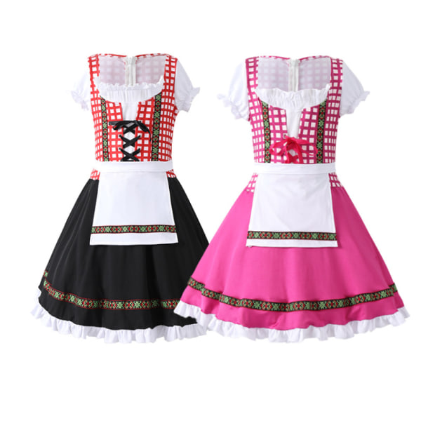 Tyska Oktoberfest-dräkt för flickor Dirndl-klänningar Pink M