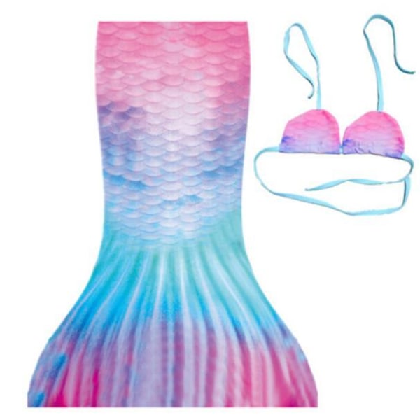 Sjöjungfrusvans för flickor med promenadbaddräkt i bikini Pink L