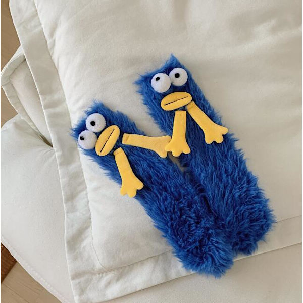 Fuzzy Quirky Mid-Calf Sokker Blue