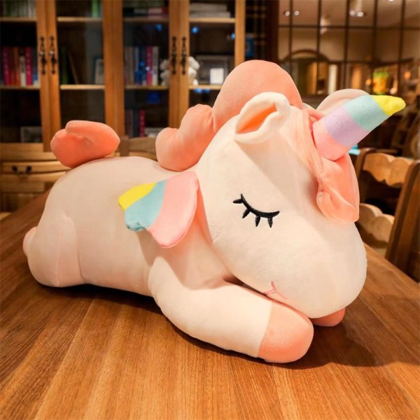 Plush Pude Dyrefigur Snuggle Pude Sød Plushet Legetøj Knusse Makker pink 53cm