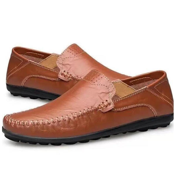 Mænds Casual Læder Fashion Slip-on Sko Brown 41