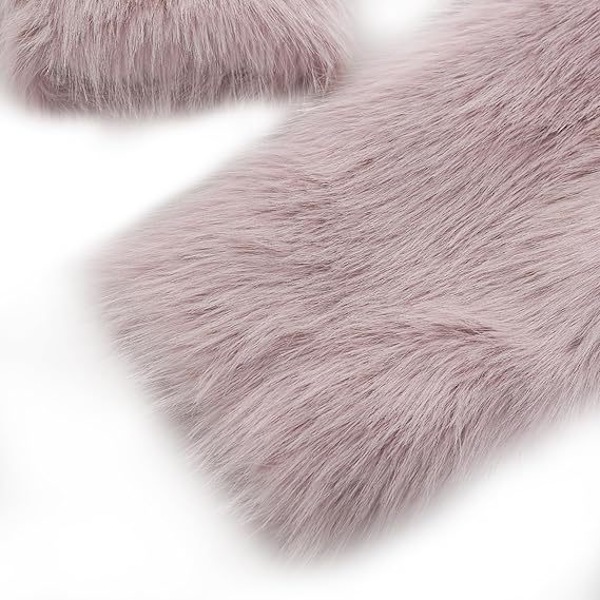 Kvinnors Mode Klippt Konstpälsjacka Långärmad Öppen Fram Kort Kavaj Pink M