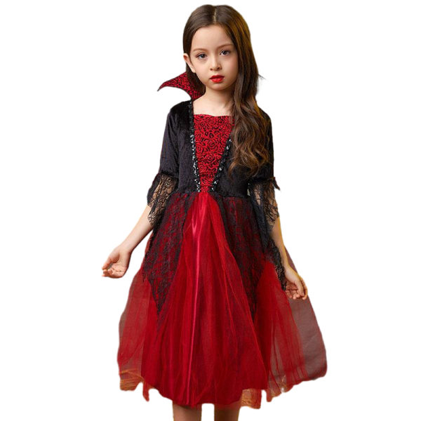 Barn Retro Vampyr Häxa Halloween kostym Girl 120