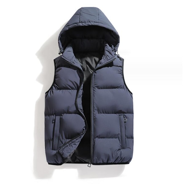 Mænds Udendørs Vestjakke med Hætte Ærmeløs Vest Grey XL