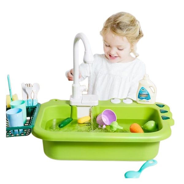 Diskbänk Play Set Diskmaskin Leksaker för barn green