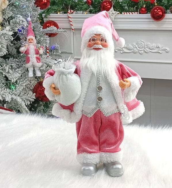 Julemanden Stående Pose Dukke Figur Pink
