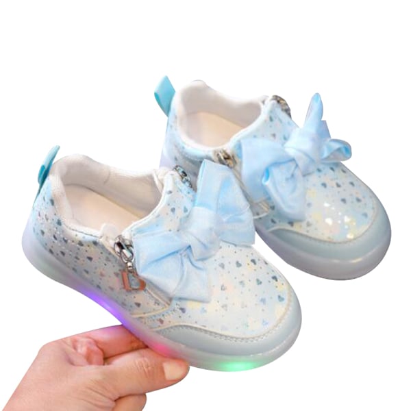 Lille Pige LED Sko Børn Lysende Sneakers Blue 25