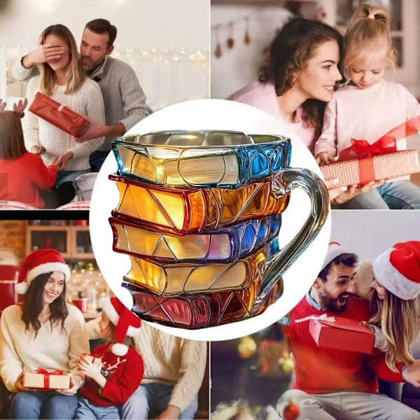 3D Glas Bokformad Mugg för Varma och Kalla Drycker polychrome