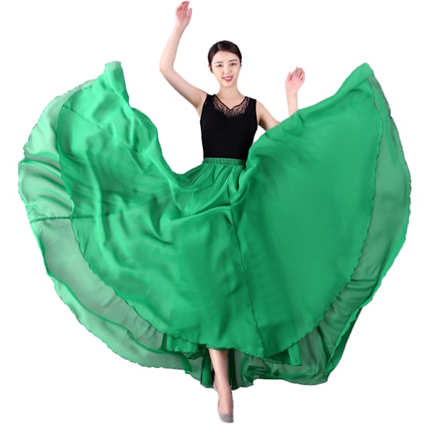 720 Silky Sheer Chiffon Elastisk Talje Lang Danseskørt til Maveballet Green 95cm