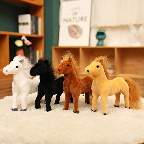 Sød Heste Plyslegetøj, Simulerings Pony Udstoppede Dyr white 20cm