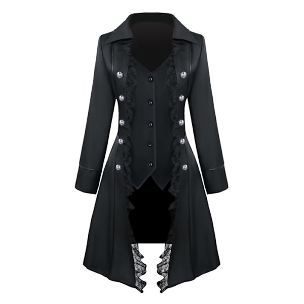 Naisten goottilainen steampunk viktoriaaninen renessanssi keskiaikainen takki black L