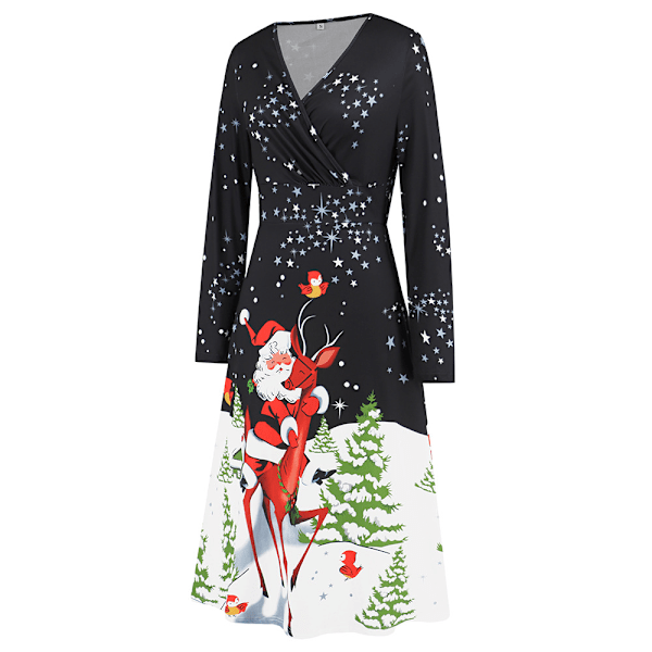Julekjole til kvinder med rund hals i vintage cocktail-stil Style1 XL