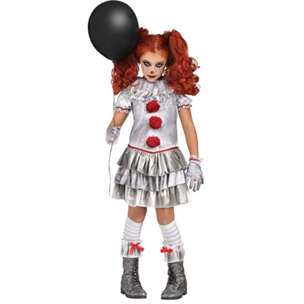 Skräck Clown Evil Skrämmande Halloween Flickor Kostym L