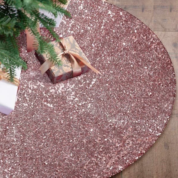 48 Tommer Sequin Dobbelt Træmåtte til Julepynt Pink